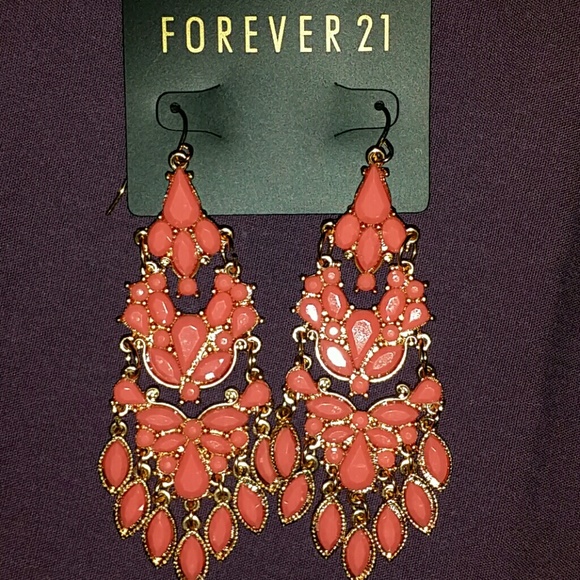 Sky Blue & Coral Earrings - Picture 2 of 3