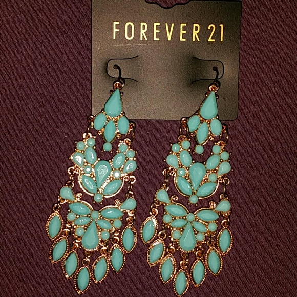 Sky Blue & Coral Earrings - Picture 3 of 3