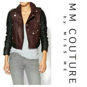 NWT Two Toned Vegan Leather Jacket