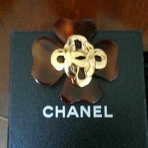 Chanel Tortoise Brooch Pin Vintage