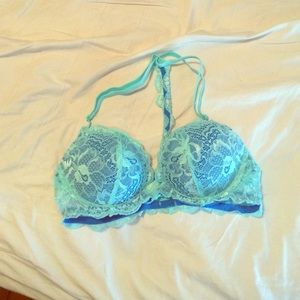 Light blue Date Push Up Racer-Back bra - 32B