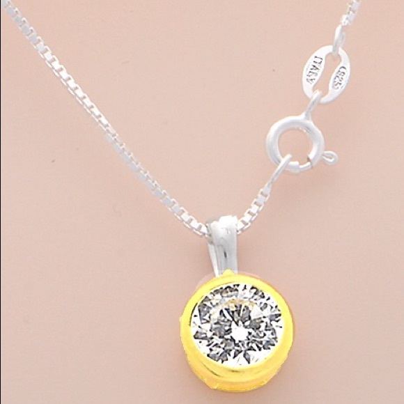 1.00ct Sterling Silver Bezel-Set Solitaire Pendant - Picture 4 of 4