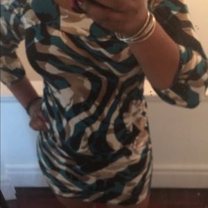 Blue , tan and black BCBG Maxazria dress