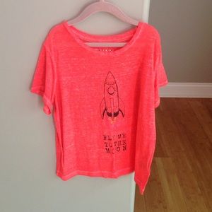 Aeropostale  bright orange rocket ship crop top