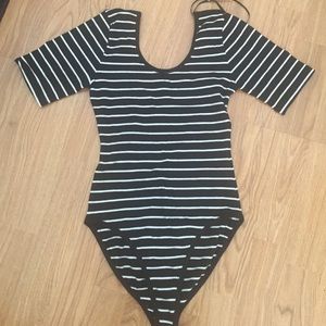Black/White Striped Bodysuit