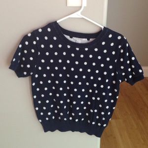 Forever 21 blue and white polka dot sweater