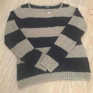 Black/camel striped sweater