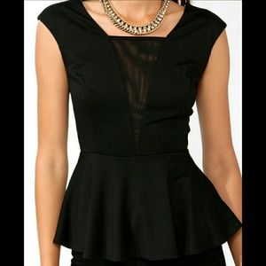 Sleeveless mesh peplum