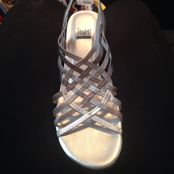 Silver open toe shoes