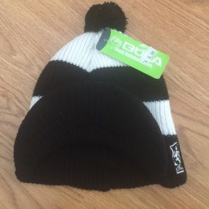 Brand New Black/White Striped Bula Brim Beanie