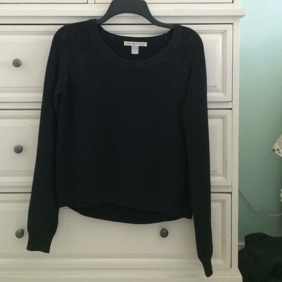 black knit thermal sweater