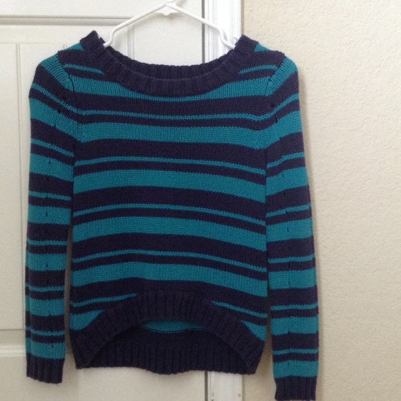Navy blue and teal sweater