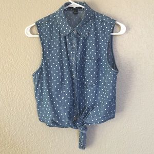Forever 21 cropped button-up tank