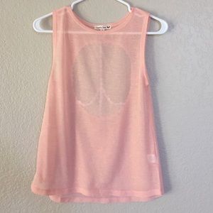 Double Zero sheer coral tank with cutout back