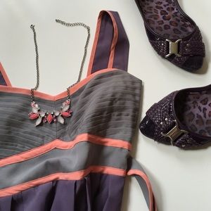 Small purple/salmon/gray colorblock summer dress