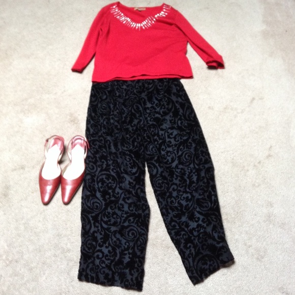 Talbots velvet floral patterned pants