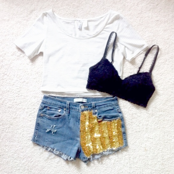 Gold Sequin Levi's Cutoffs
