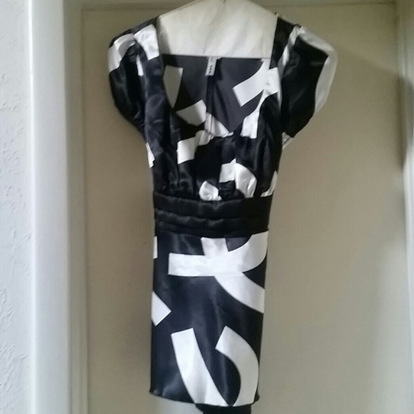 Black and white silk top