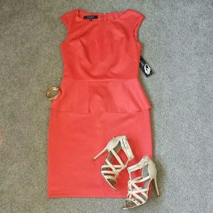 Coral Peplum Dress