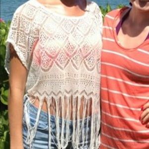 Crocheted off white top