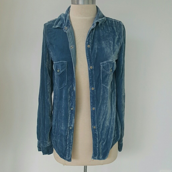 Blue Velvet Dress Shirt