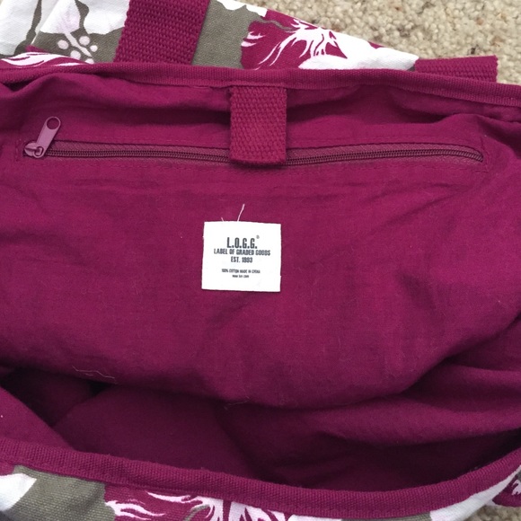 H&M L.O.G.G. purple Hawaiian print canvas tote - Picture 5 of 5