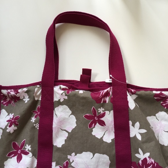H&M L.O.G.G. purple Hawaiian print canvas tote - Picture 3 of 5