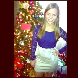 Lace purple peplum dress long sleeve