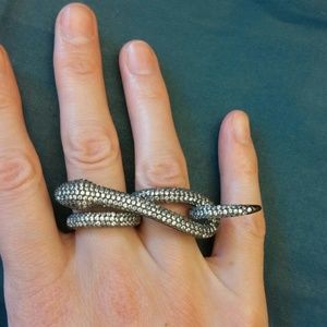 Baublebar "Basilisk" snake 2 finger ring, size 6
