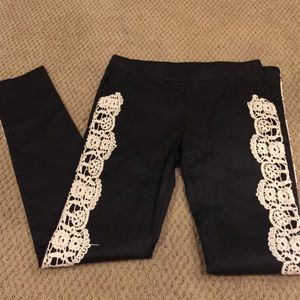 Faux leather and lace leggings