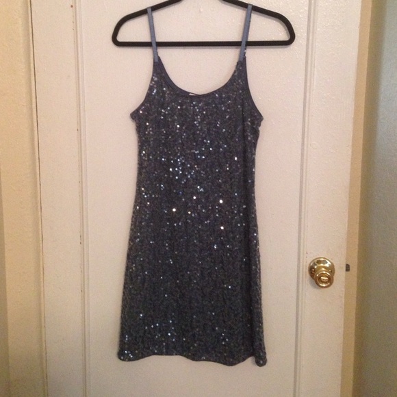 Blue sequin tank dress