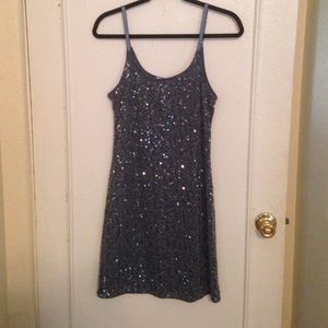 Blue sequin tank dress