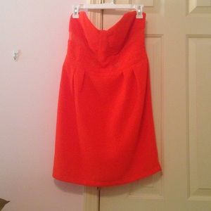 Orange strapless dress
