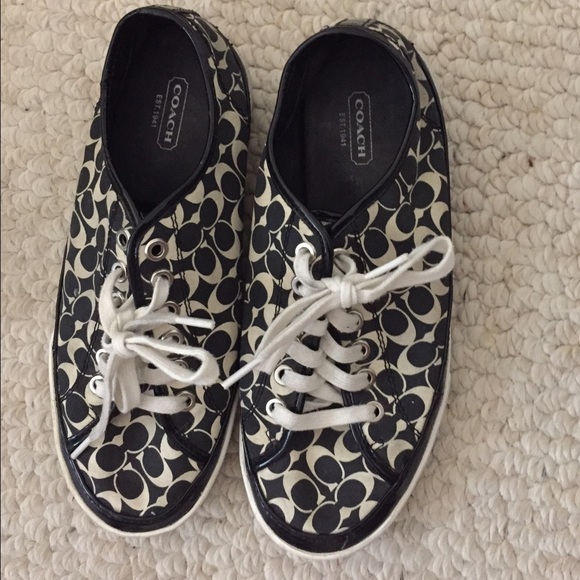 Authentic Coach black white sneakers sz 8.5