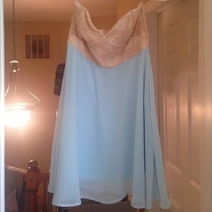 nude & baby blue dress