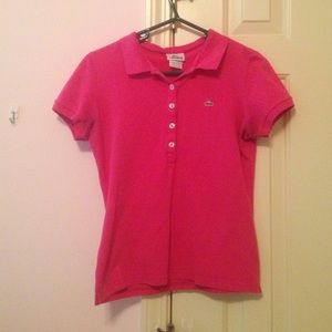 Pink Lacoste polo