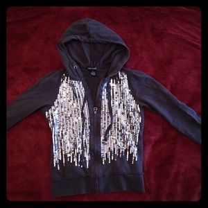Wet Seal gray and silver sequin hoodie!!!