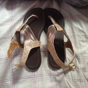 Gold sparkly sandals