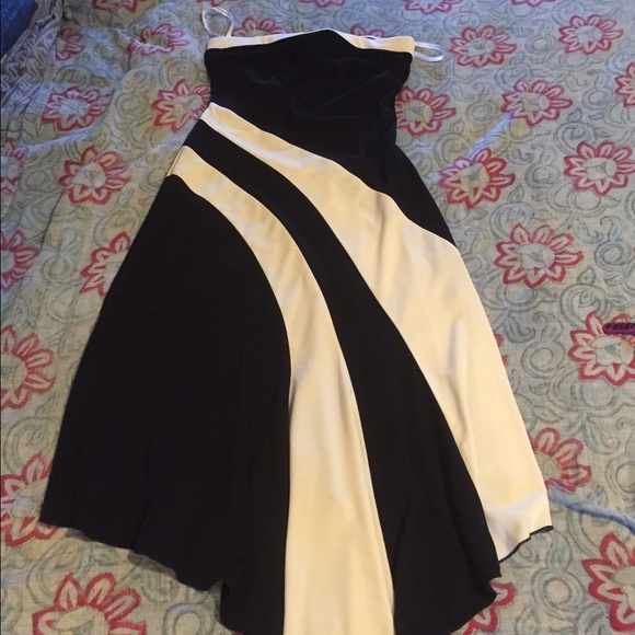 Strapless party dress.