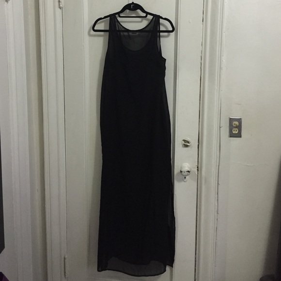 Sheer Black Maxi Dress with Slip - Picture 2 of 4