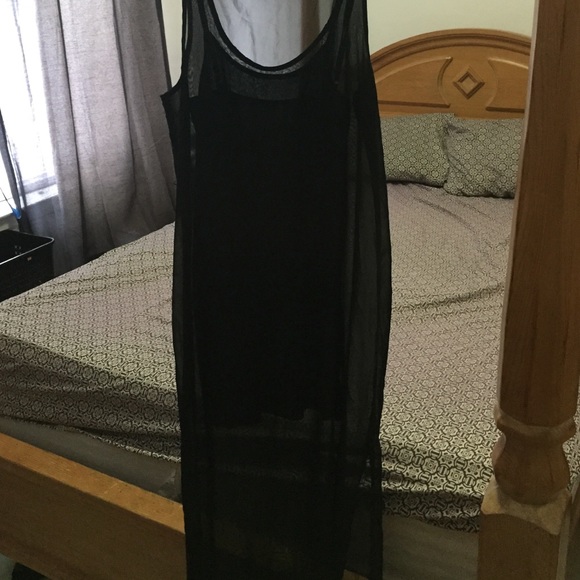 Sheer Black Maxi Dress with Slip - Picture 3 of 4