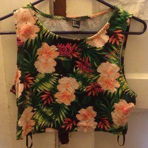 Hawaiian Print Forever 21 Crop Top Size Large