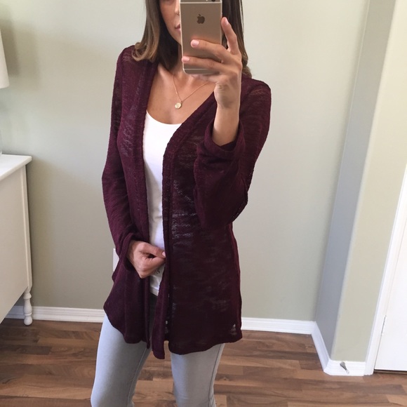 Sold • Burgundy Longsleeve Open Sweater - Picture 3 of 4