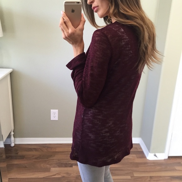 Sold • Burgundy Longsleeve Open Sweater - Picture 4 of 4