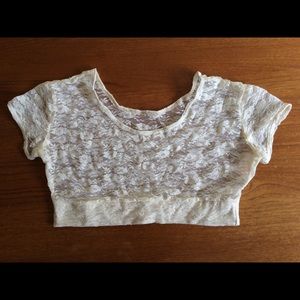 Cream lace half tee