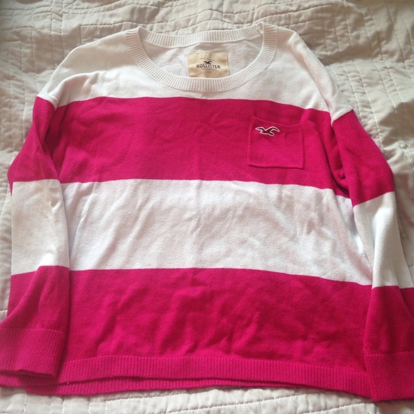 pink & white stripped quarter length shirt