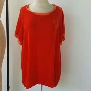 Bright Red Velvet Top