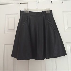 Black pleather circle skirt