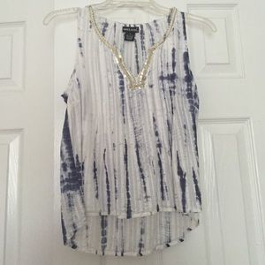 Acid Wash Gold embroidered tank top