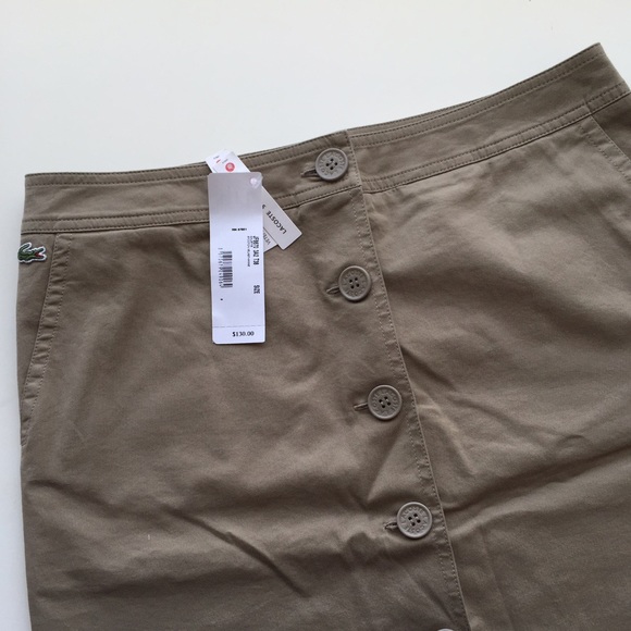 Lacoste Button-Front Skirt in Khaki